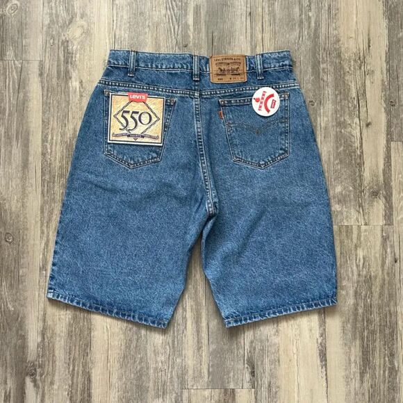 Vintage 90s Levi's 550 Orange Tab Denim Shorts Size 34x11
